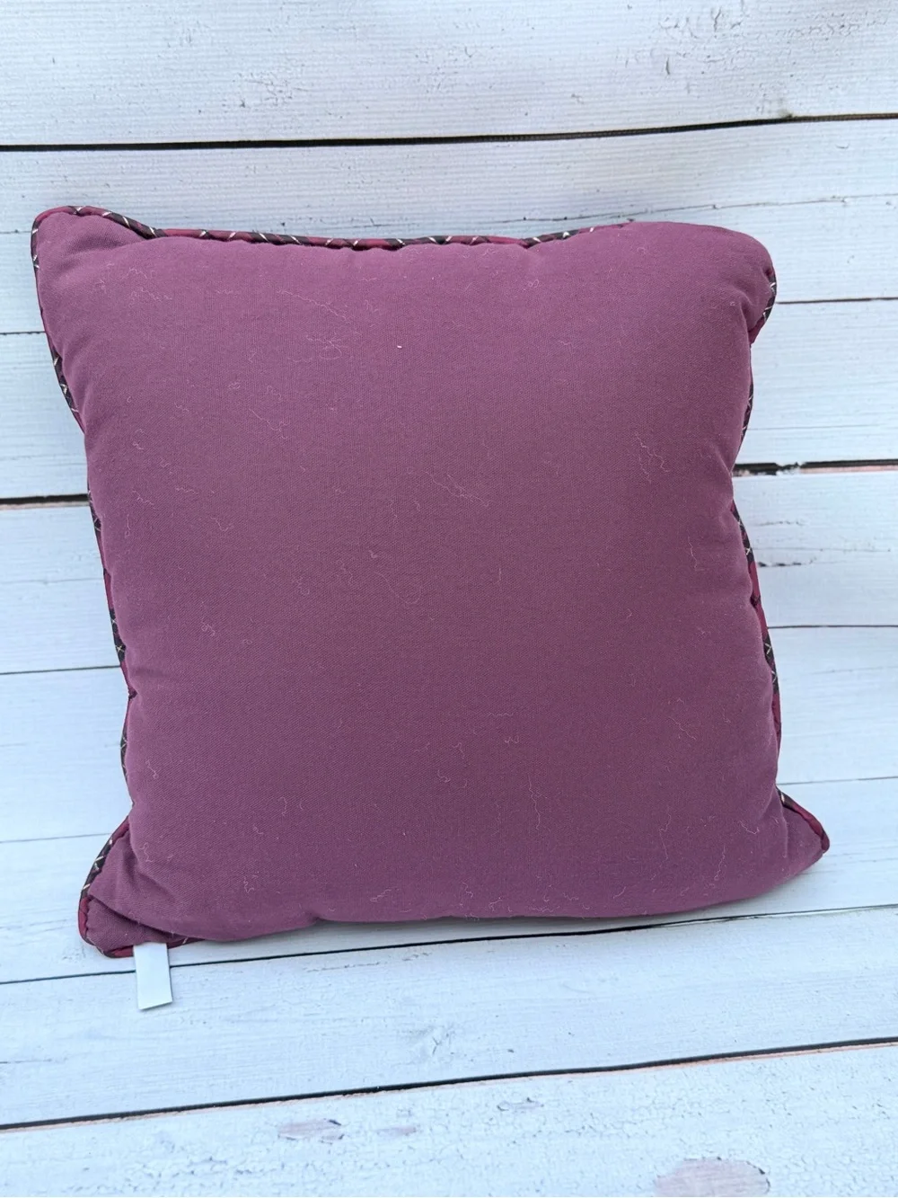 Newport Burgundy Plaid Velvet Trim Decorative Throw Pillow |